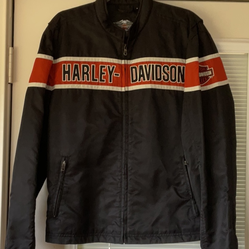 Harley-Davidson Black and Red Windbreaker Jacket